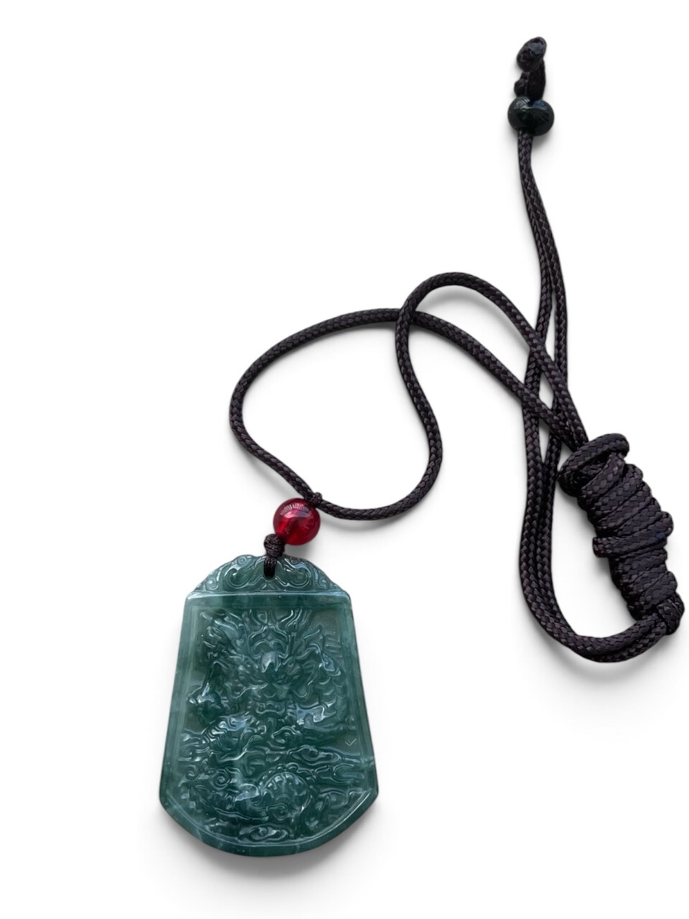 Grade A Green Jadeite Jade Dragon Carved Pendant Necklace With Certificate